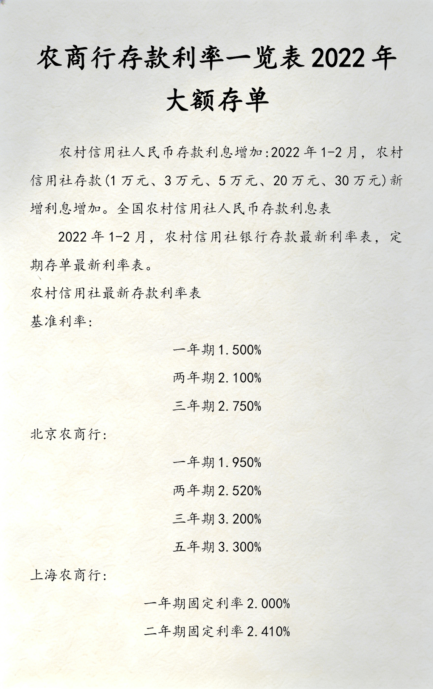 信合利息2022年最新利率表(信合银行利率表2021最新利率)